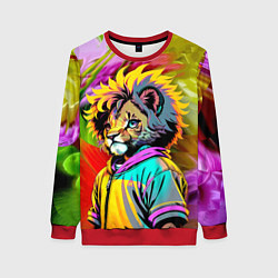 Свитшот женский Funny lion cub - pop art, цвет: 3D-красный