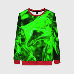 Свитшот женский Зелёная кислотная неоновая коалесценция, цвет: 3D-красный