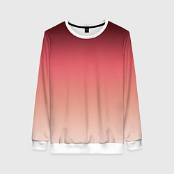 Свитшот женский Градиент красно-бежевый, цвет: 3D-белый