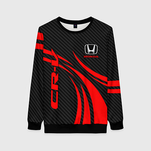 Женский свитшот Honda CR-V - красный и карбон / 3D-Черный – фото 1