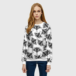 Свитшот женский Butterflies - gothic pattern, цвет: 3D-белый — фото 2