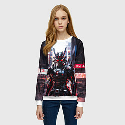 Свитшот женский Киборг-самурай, цвет: 3D-белый — фото 2