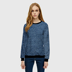 Свитшот женский Текстура джинсы, цвет: 3D-черный — фото 2