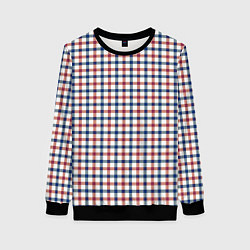 Свитшот женский Полосатый сине-красный клетчатый, цвет: 3D-черный