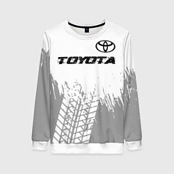 Свитшот женский Toyota speed на светлом фоне со следами шин: симво, цвет: 3D-белый