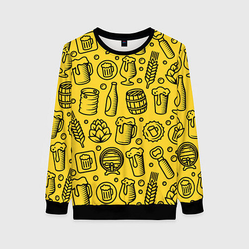 Женский свитшот Пиво и аксессуары - жёлтый / 3D-Черный – фото 1