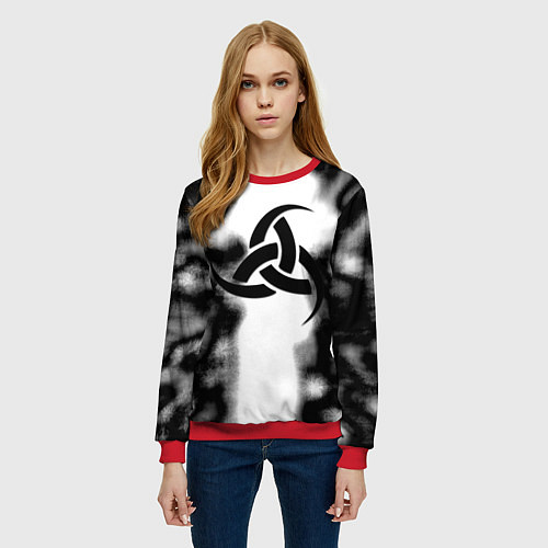 Женский свитшот Скандинавский узор душа / 3D-Красный – фото 3