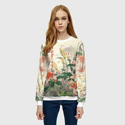 Свитшот женский Тигровые лилии - японский стиль, цвет: 3D-белый — фото 2