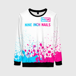 Свитшот женский Nine Inch Nails neon gradient style: символ сверху, цвет: 3D-черный