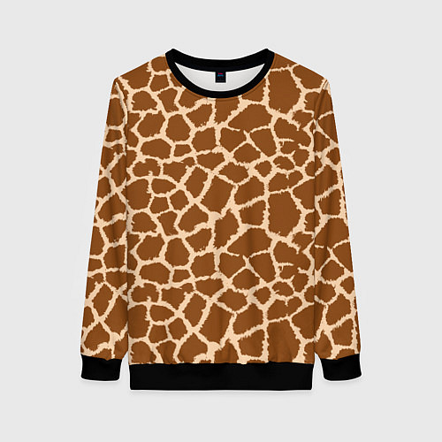 Женский свитшот Кожа жирафа - giraffe / 3D-Черный – фото 1