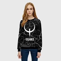 Свитшот женский Quake glitch на темном фоне, цвет: 3D-черный — фото 2