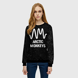 Свитшот женский Arctic Monkeys glitch на темном фоне, цвет: 3D-черный — фото 2