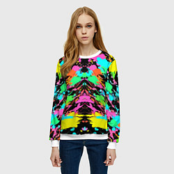 Свитшот женский Красочный зеркальный паттерн - кляксы, цвет: 3D-белый — фото 2