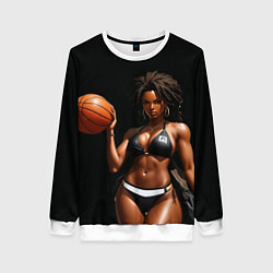 Свитшот женский Девушка с баскетбольным мячом, цвет: 3D-белый