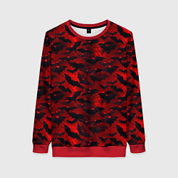 Свитшот женский Летучие мыши в красную ночь, цвет: 3D-красный