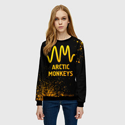 Свитшот женский Arctic Monkeys - gold gradient, цвет: 3D-черный — фото 2
