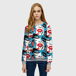 Свитшот женский Губы и глаза, цвет: 3D-меланж — фото 2