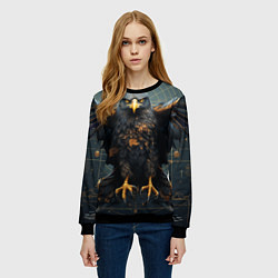 Свитшот женский Орёл с расправленными крыльями, цвет: 3D-черный — фото 2