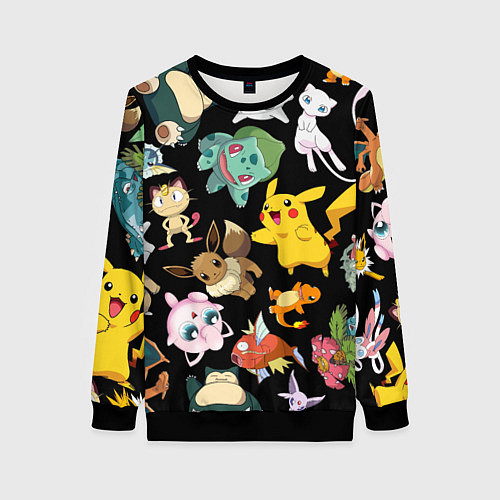 Женский свитшот Пикачу и другие покемоны / 3D-Черный – фото 1