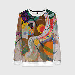 Свитшот женский Искусство Кандинского - Доминирующая кривая, цвет: 3D-белый