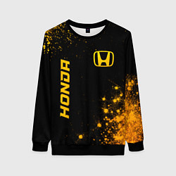 Свитшот женский Honda - gold gradient: надпись, символ, цвет: 3D-черный