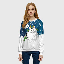 Свитшот женский Я дракон - кот, цвет: 3D-белый — фото 2