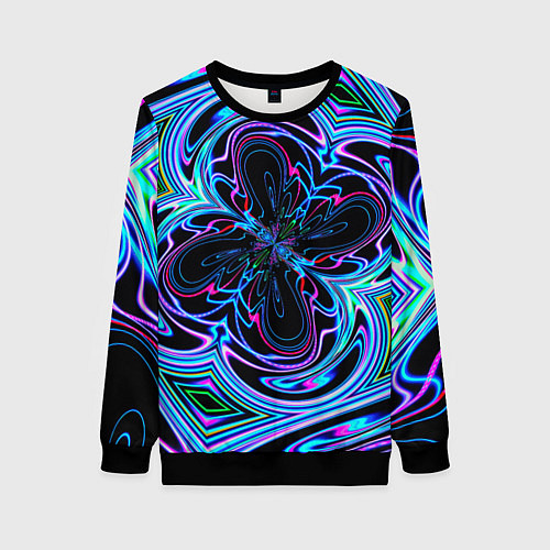 Женский свитшот Абстракция neon / 3D-Черный – фото 1