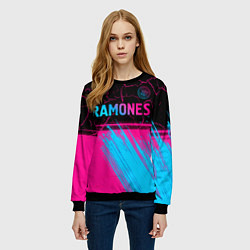 Свитшот женский Ramones - neon gradient посередине, цвет: 3D-черный — фото 2