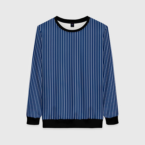 Женский свитшот Строгий синий в полоску / 3D-Черный – фото 1