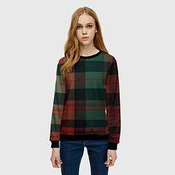 Свитшот женский Зелёно-красная шотландская клетка, цвет: 3D-черный — фото 2