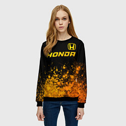 Свитшот женский Honda - gold gradient посередине, цвет: 3D-черный — фото 2