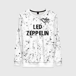 Свитшот женский Led Zeppelin glitch на светлом фоне посередине, цвет: 3D-белый