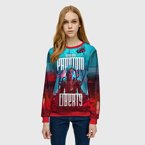 Женский свитшот Cyberpunk 2077 Phantom Liberty / 3D-Красный – фото 3