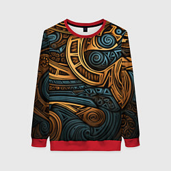 Свитшот женский Паттерн в викингском стиле, цвет: 3D-красный