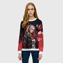 Свитшот женский Вдумчивая девушка, цвет: 3D-белый — фото 2