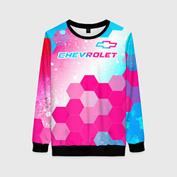 Свитшот женский Chevrolet neon gradient style посередине, цвет: 3D-черный