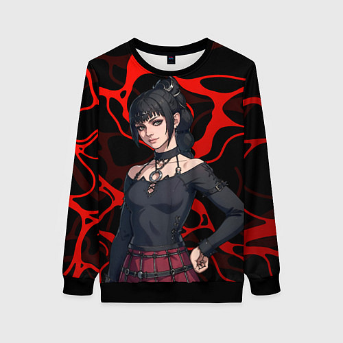 Женский свитшот Шэдоухарт - красные разводы / 3D-Черный – фото 1