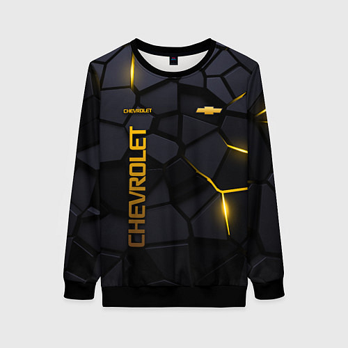 Женский свитшот Chevrolet - плиты с эффектом свечения / 3D-Черный – фото 1
