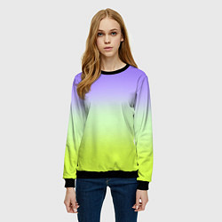 Свитшот женский Фиолетовый мятный и желто-зеленый градиент, цвет: 3D-черный — фото 2