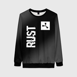 Свитшот женский Rust glitch на темном фоне вертикально, цвет: 3D-черный