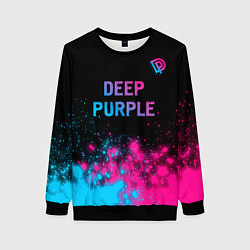 Свитшот женский Deep Purple - neon gradient посередине, цвет: 3D-черный