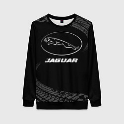 Свитшот женский Jaguar speed на темном фоне со следами шин, цвет: 3D-черный