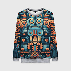 Свитшот женский Симметричный абстрактный паттерн в ацтекском стиле, цвет: 3D-меланж