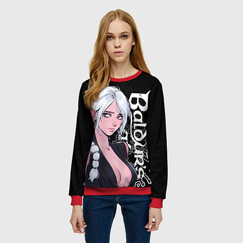 Женский свитшот Shadowheart - серебрянные волосы Baldur’s Gate / 3D-Красный – фото 3