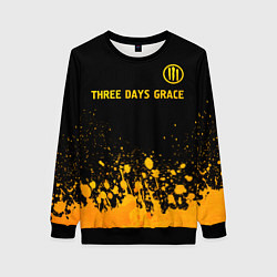 Свитшот женский Three Days Grace - gold gradient посередине, цвет: 3D-черный