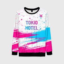 Свитшот женский Tokio Hotel neon gradient style посередине, цвет: 3D-черный