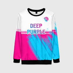 Свитшот женский Deep Purple neon gradient style посередине, цвет: 3D-черный