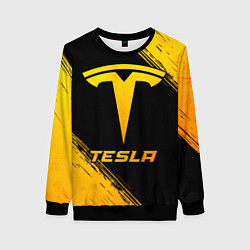 Свитшот женский Tesla - gold gradient, цвет: 3D-черный