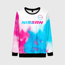 Свитшот женский Nissan neon gradient style посередине, цвет: 3D-черный