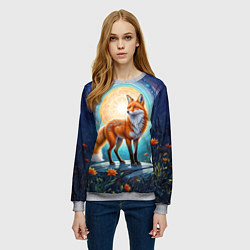 Свитшот женский Мистическая лиса тотем лисы, цвет: 3D-меланж — фото 2